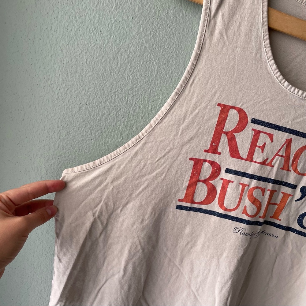 ♦️5/$15♦️ Rowdy Gentlemen | Reagan Bush ‘84 Distressed White Tank Top - Picture 5 of 7